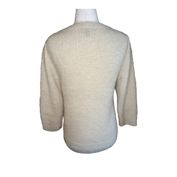 Ann Taylor Shimmery Fuzzy Knit Sweater 3/4 Sleeve Crew Neck Size Small - Picture 3 of 8